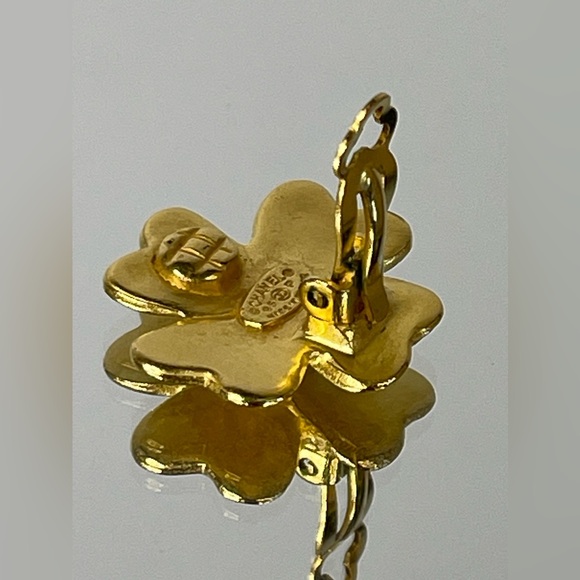 CHANEL CC Clover Clip On Earrings With Box - Picture 10 of 14